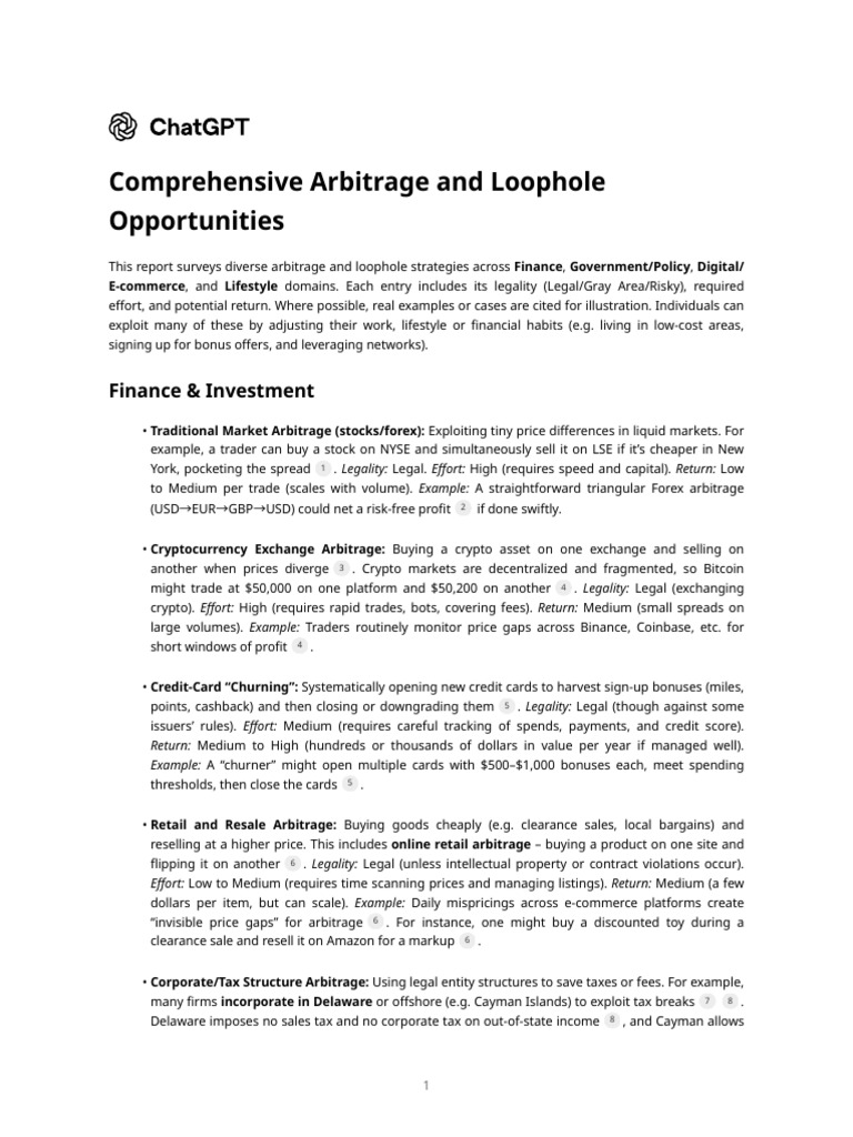 Arbitrage Strategies and Opportunities Guide | PDF | Cost Of Living ...