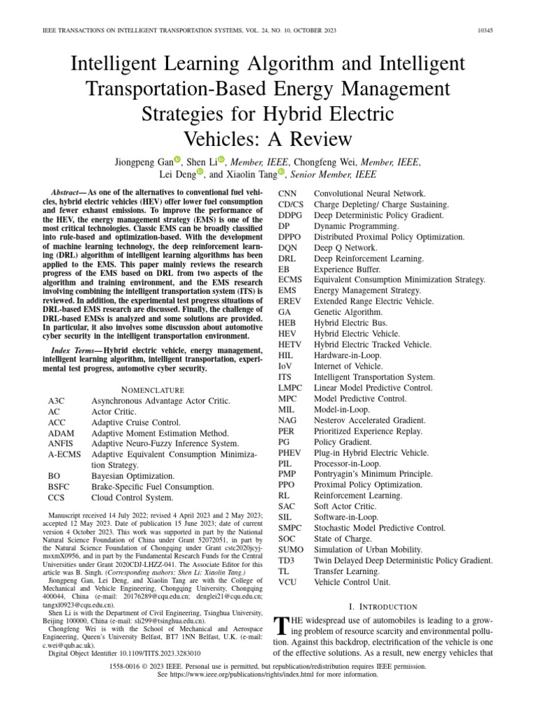 DRL Energy Management for Hybrid Vehicles | PDF | Mathematical ...