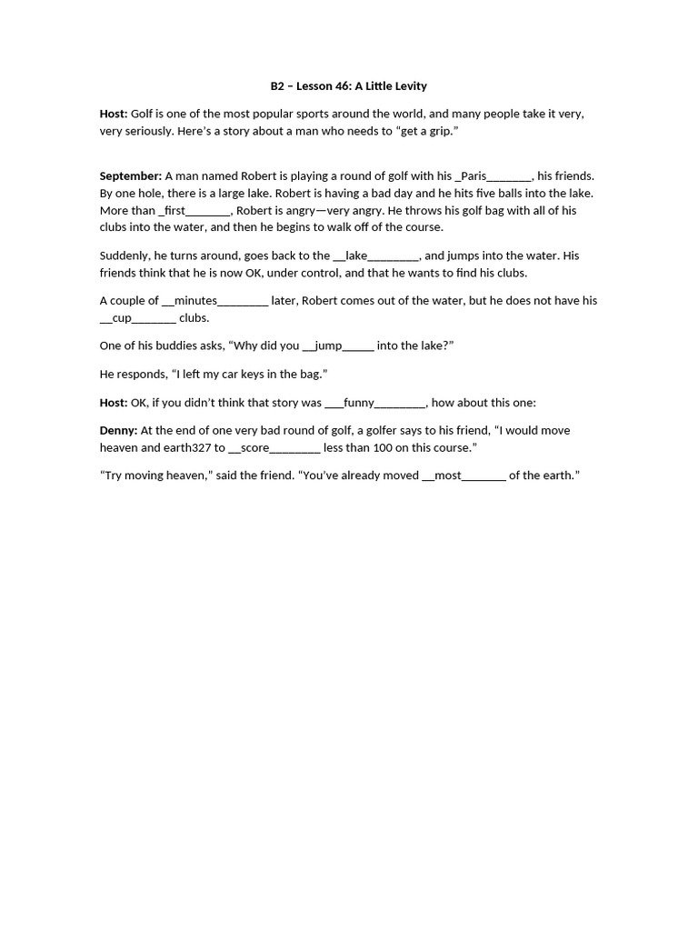 B2 - Lesson 46 - A Little Levity | PDF