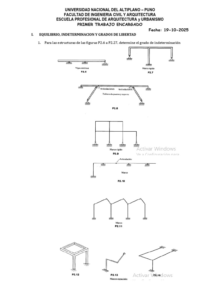 PRIMER TRABAJO ENCARGADO SISTEMAS ESTRUCTURALES F | PDF | Viga (Estructura)