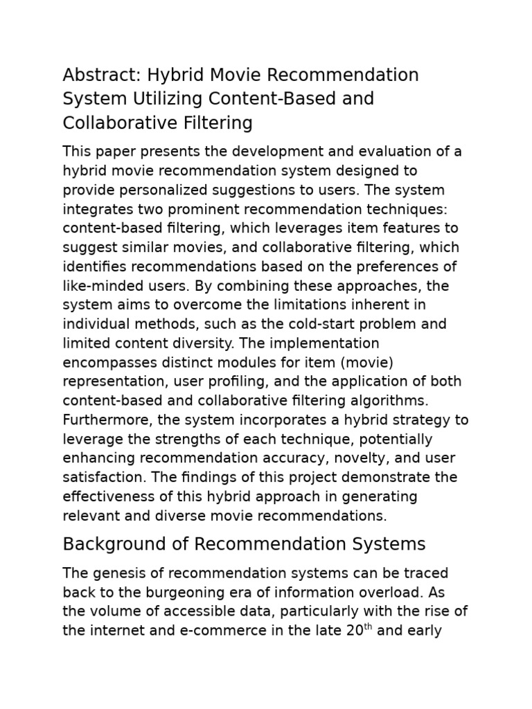 Hybrid Movie Recommendation System | PDF | Information Science ...