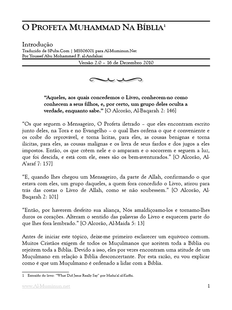 Muhammad e a Bíblia: Perspectiva Islâmica | PDF | Jesus | Maomé