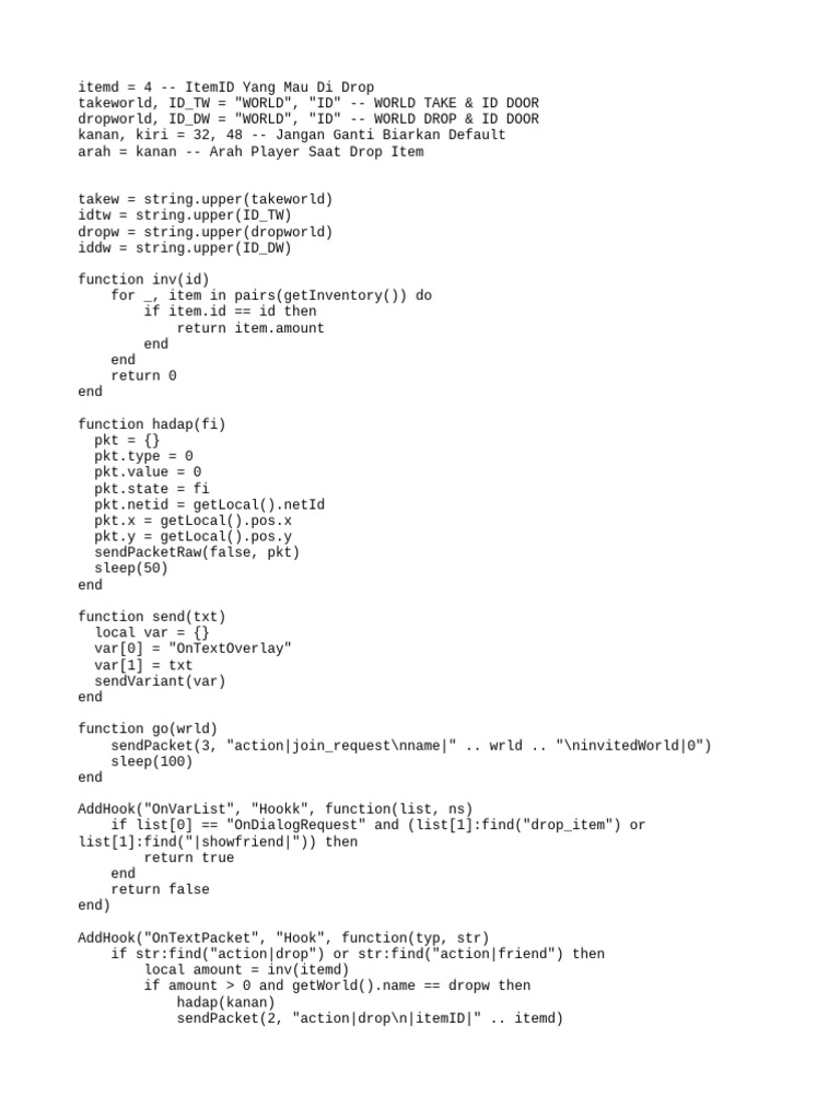 Item Drop and World Navigation Script | PDF