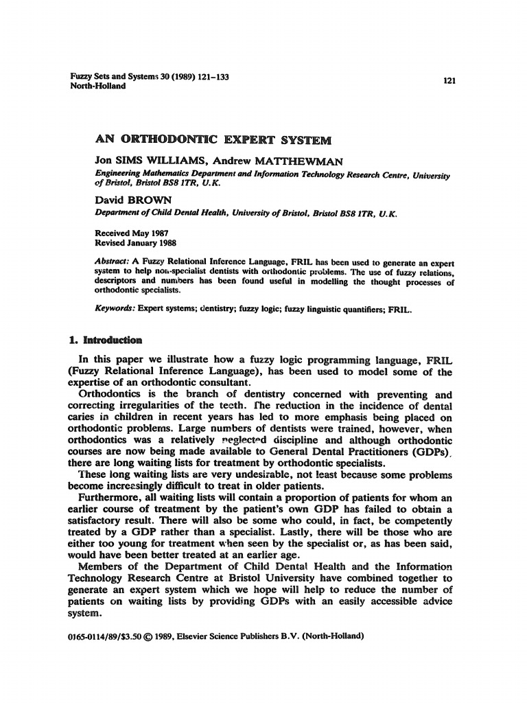 Orthodontic Expert System Using Fuzzy Logic | PDF | Orthodontics
