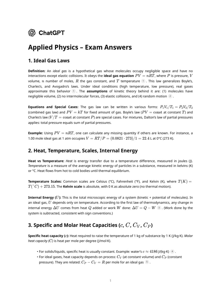 Ideal Gas Laws and Thermodynamics Explained | PDF | Gases | Waves