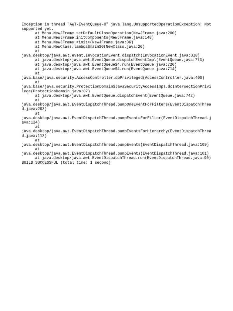 Java AWT UnsupportedOperationException Error | PDF