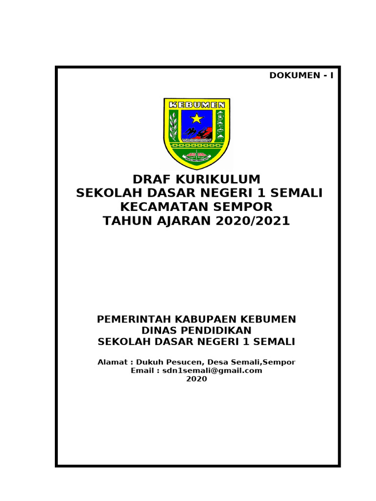 Cover Kurikulum Sekolah Dasar Negeri 1 Semali | PDF