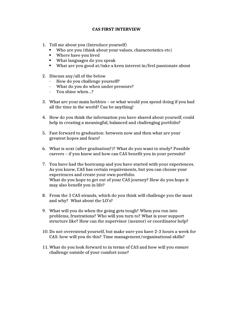 CAS First Interview Guide | PDF
