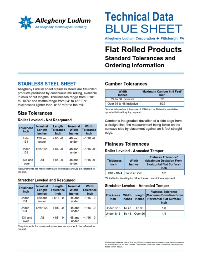 Standard Sheetmetal Slitting Tolerances | PDF | Stainless Steel ...