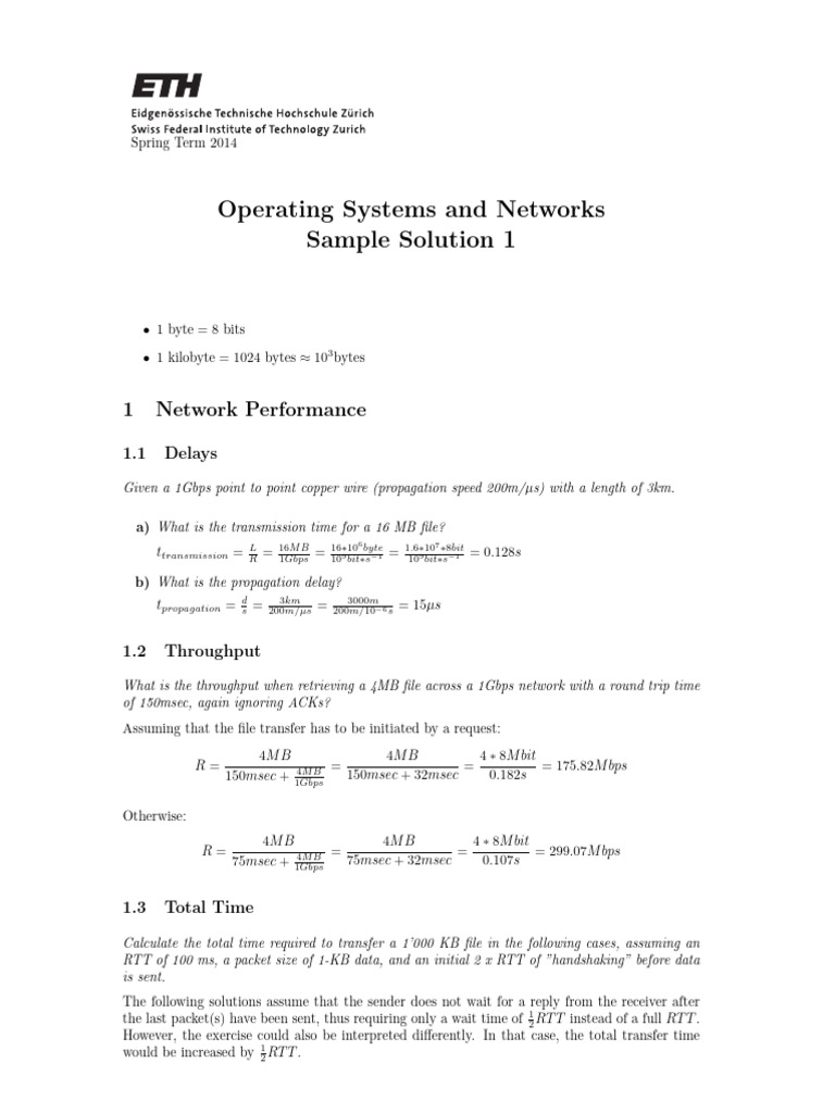 Network Performance Analysis and Calculations | PDF | Computing ...