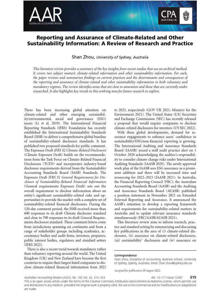Climate and Sustainability Reporting Review | PDF | Risk | Sustainability