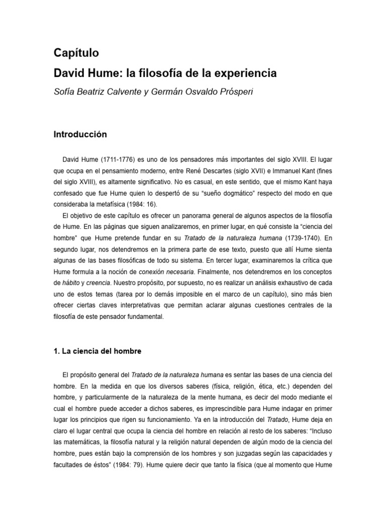 Calvente y Prosperi - El Empirismo de David Hume | PDF | David Hume ...
