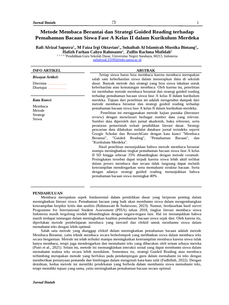 Metode Membaca Berantai dan Guided Reading | PDF