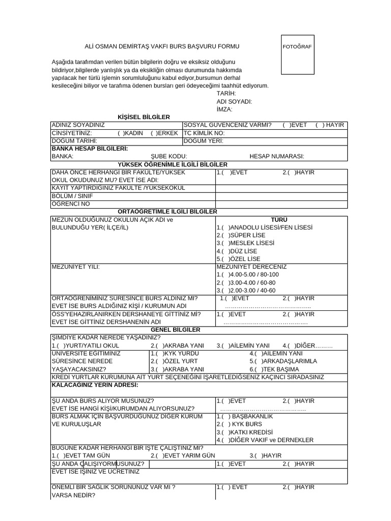 Burs Formu 3 | PDF