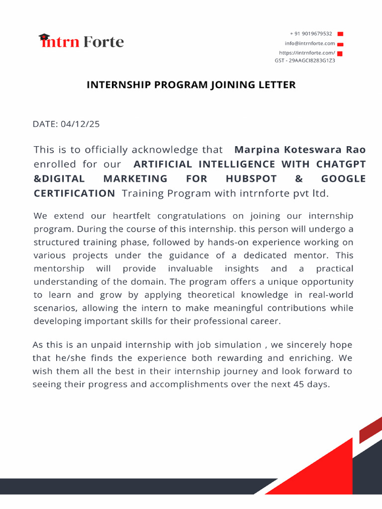 Internship-Training Joining Letter 20251204 123720 0000 | PDF