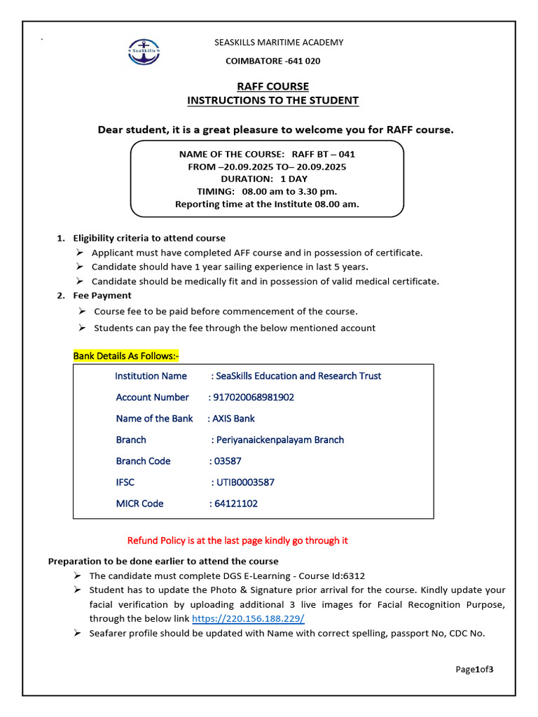 RAFF Course Guidelines and Requirements | PDF