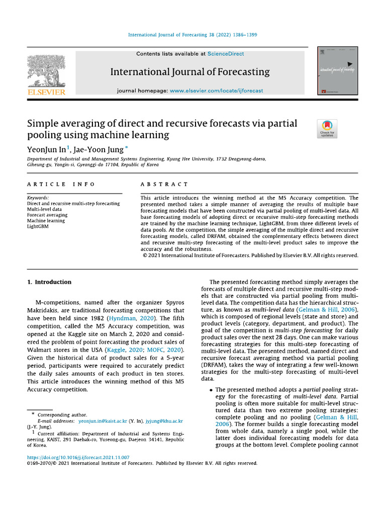 Recursive and Direct Forecasting With Partial Pooling | PDF