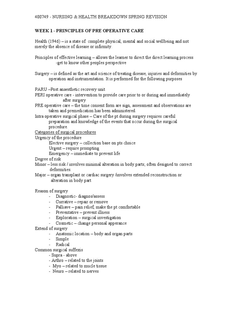 Preoperative Nursing Care Guide | PDF | Sterilization (Microbiology ...