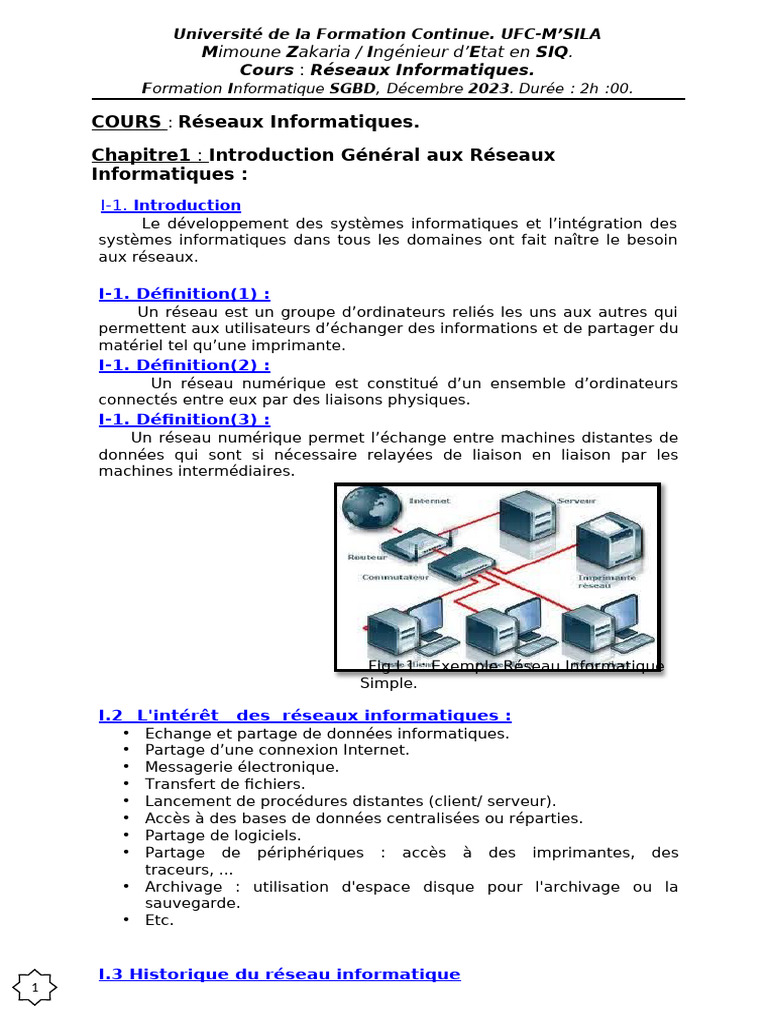 Introduction aux Réseaux Informatiques | PDF | Informatique | Réseau ...