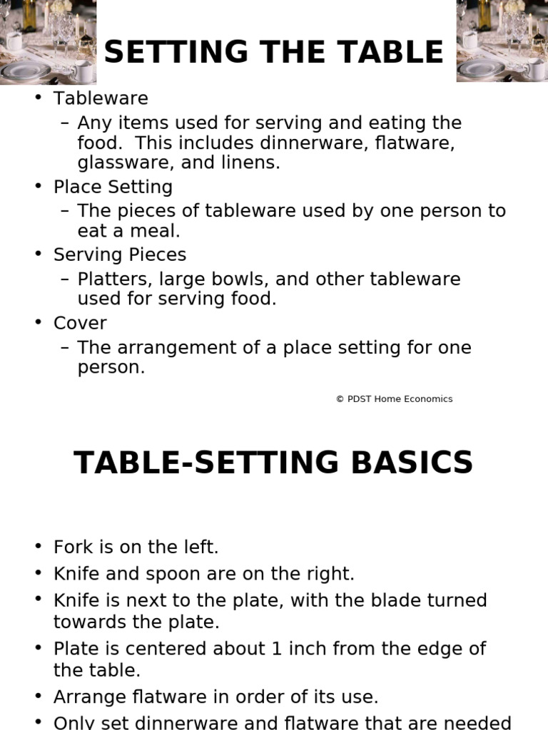 Table Setting and Buffet Basics Guide | PDF