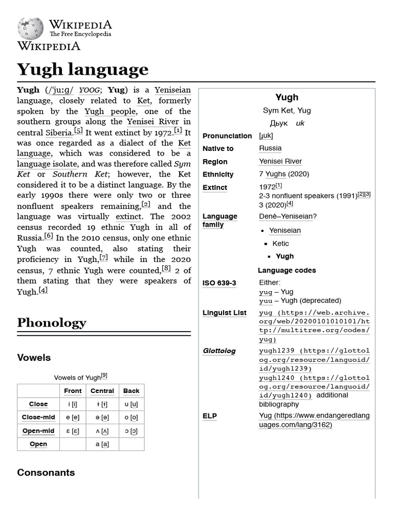 Yugh Language: Extinct Yeniseian Dialect | PDF | Phonetics | Language ...