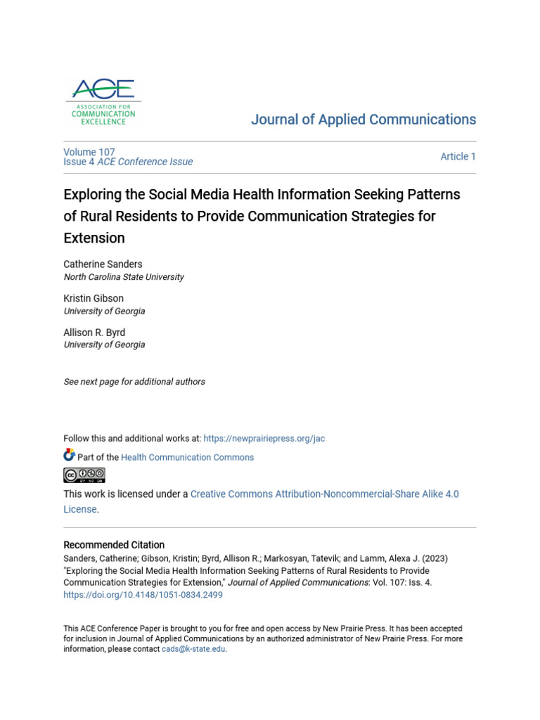 Social Media Health Information Seeking Patterns | PDF | Survey ...