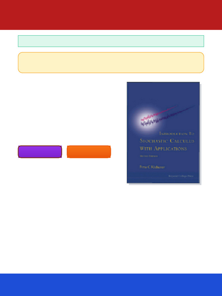 Introduction To Stochastic Calculus With Applications 2 Edition Edition ...
