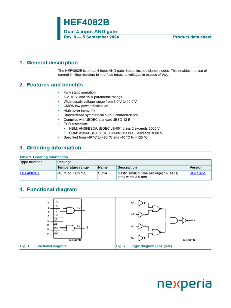 HEF4082B | PDF | Logic Gate | Computer Engineering