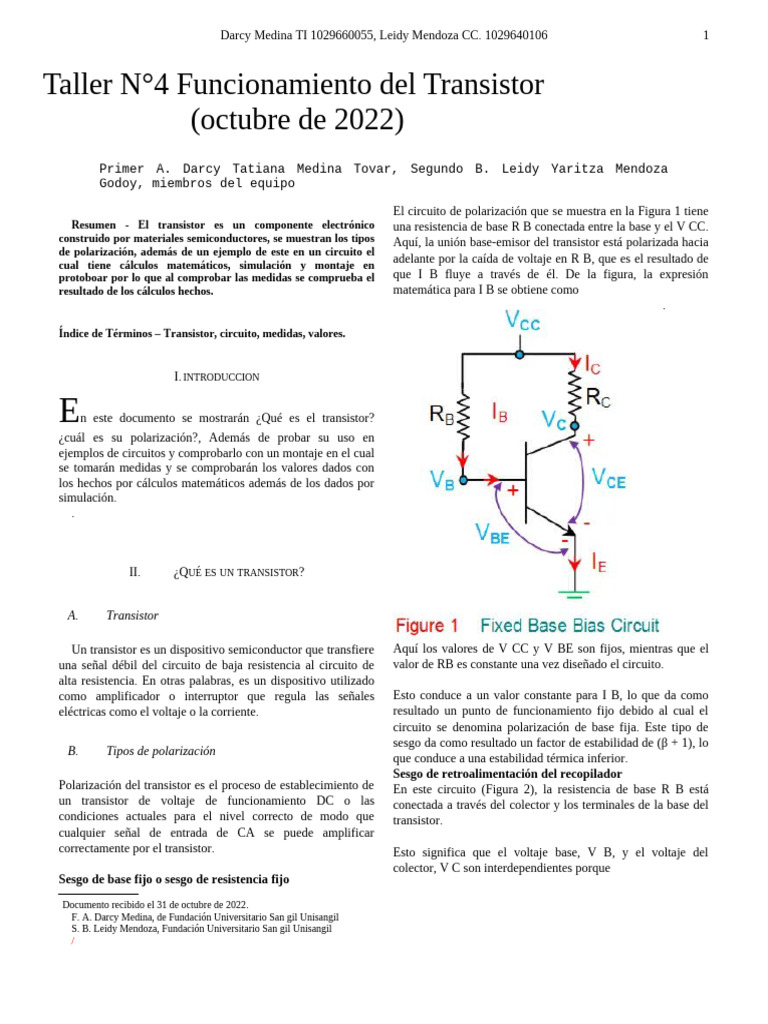 Funcionamiento y Polarización de Transistores | PDF | Transistor ...