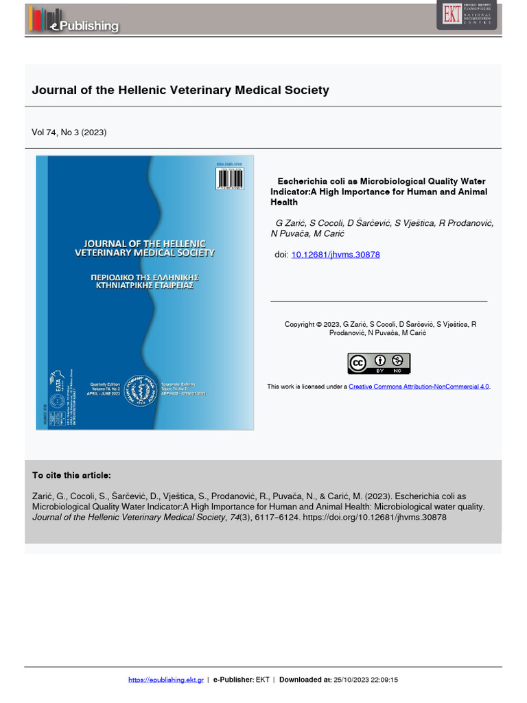 E. coli as Water Quality Indicator for Health | PDF | Escherichia Coli ...