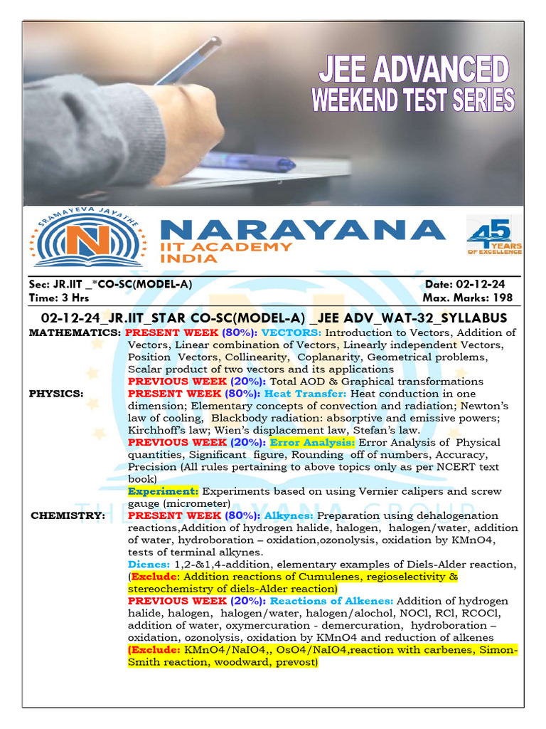 JEE Advanced Model Paper 2024: Syllabus & QP | PDF | Heat Transfer | Heat
