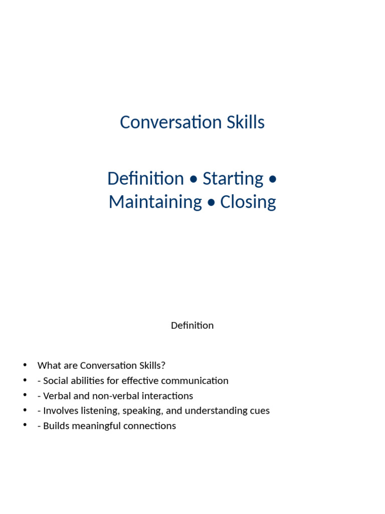 Conversation Skills Pro | PDF