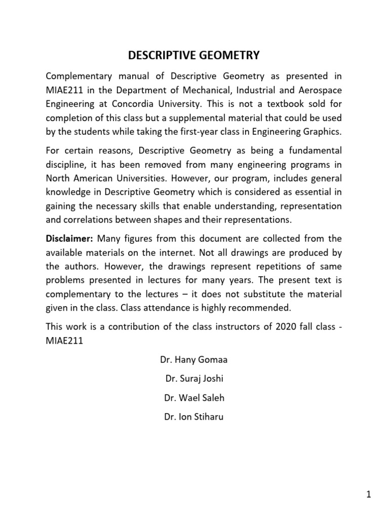 1) Descriptive Geometry (Point, Line 2d Plane) | PDF | Line (Geometry ...