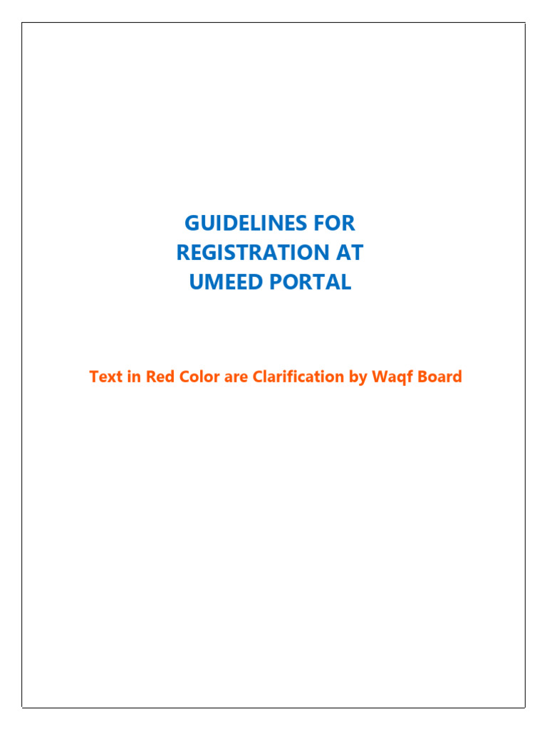 UMEED Portal Registration Guidelines | PDF
