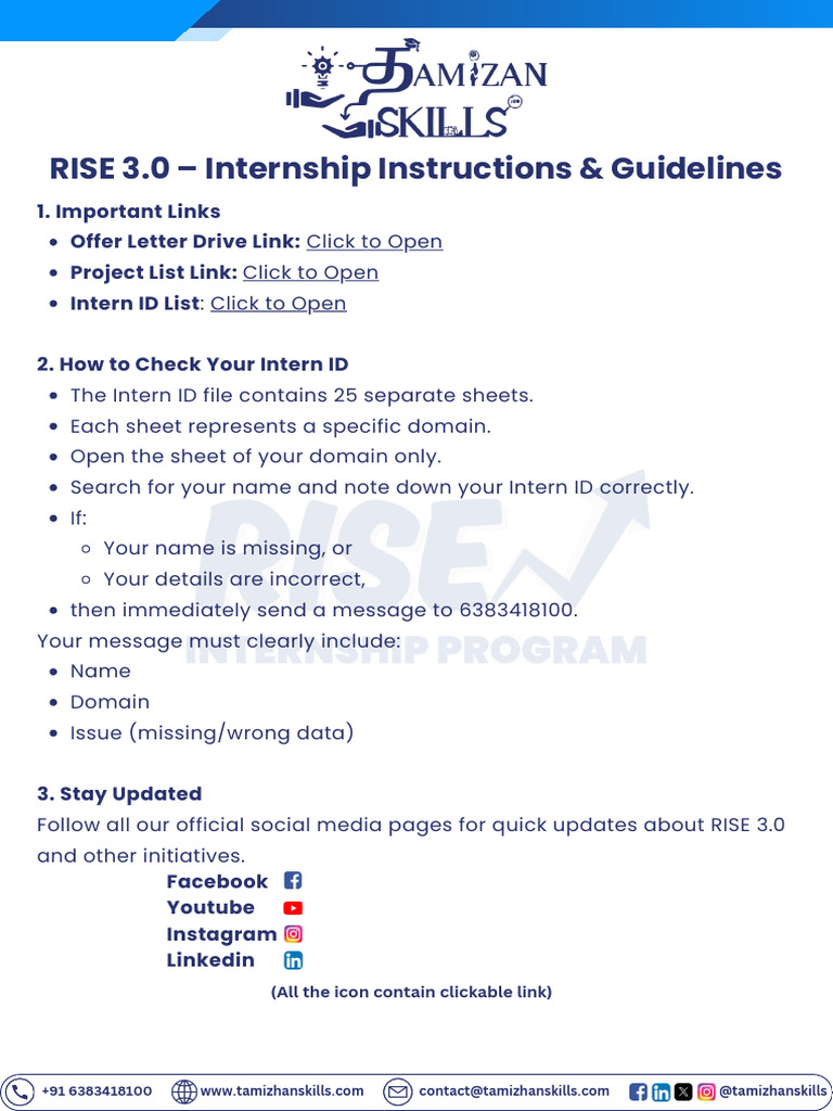 RISE 3.0 Internship Guidelines | PDF | Software | Computing