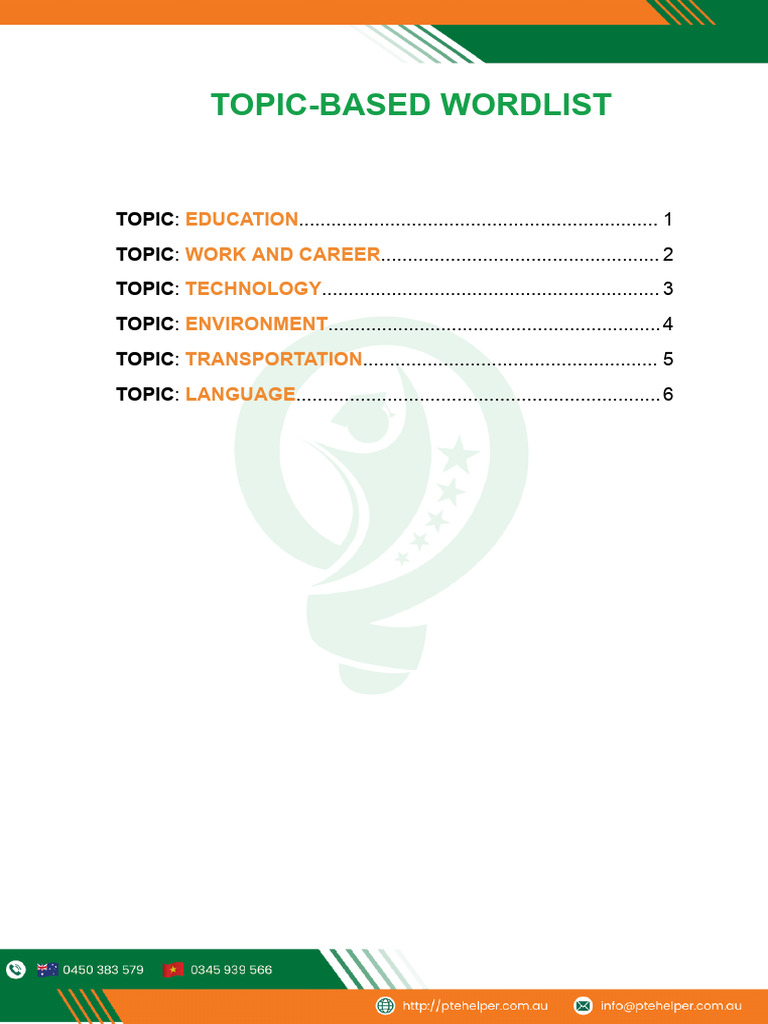 Comprehensive Vocabulary List by Topic | PDF | Transport