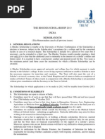 The Rhodes Scholarship 2013 India Memorandum