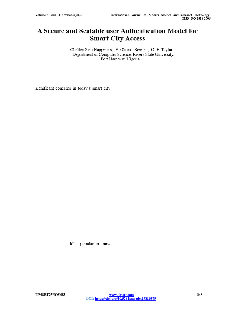 Secure Authentication Model for Smart Cities | PDF | Computer Security ...