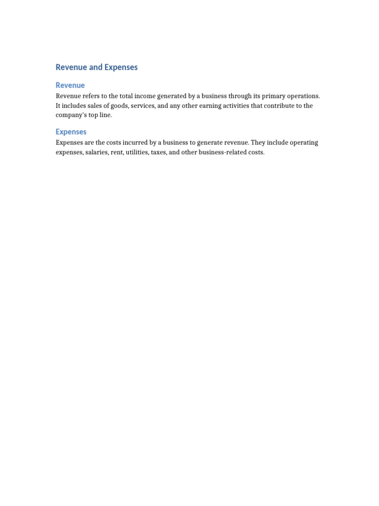 Revenue and Expenses | PDF