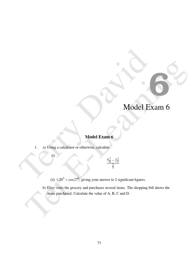 Model Exam 6: Math Problems & Solutions | PDF | Business | Economies