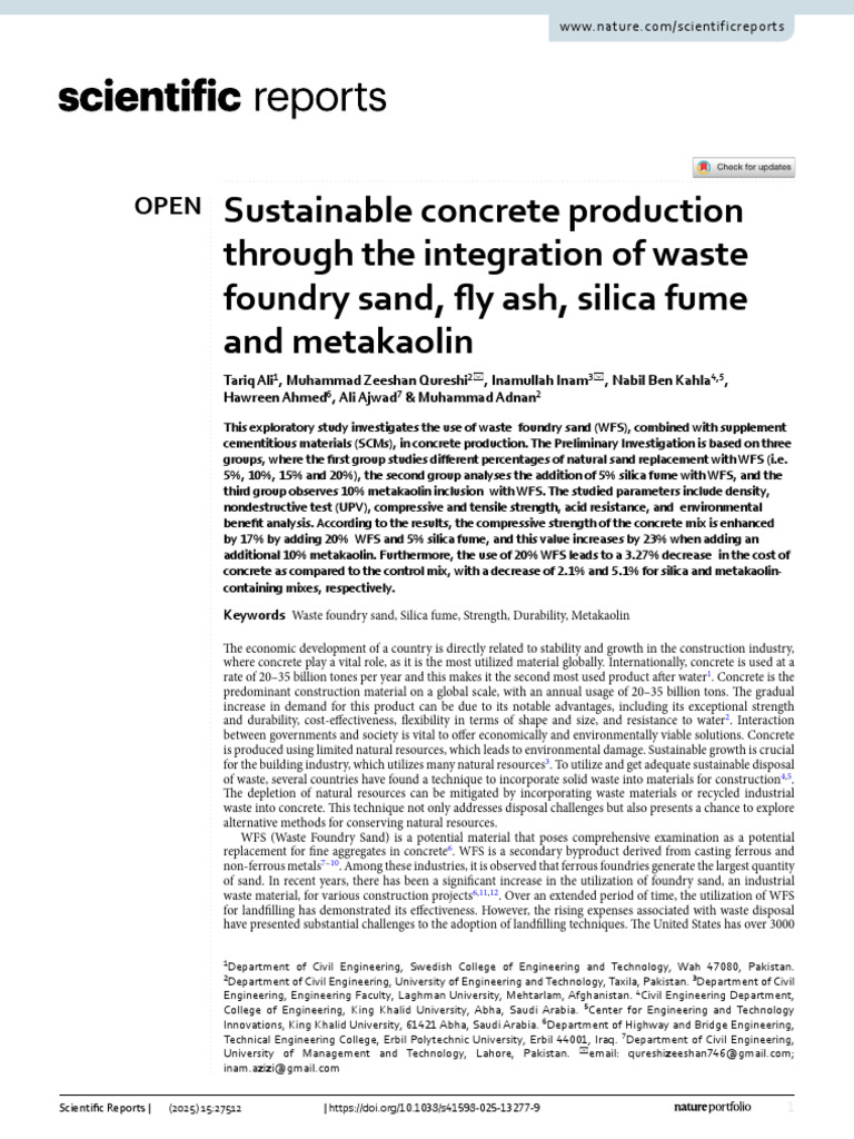 Sustainable Concrete with Waste Materials | PDF | Concrete | Cement