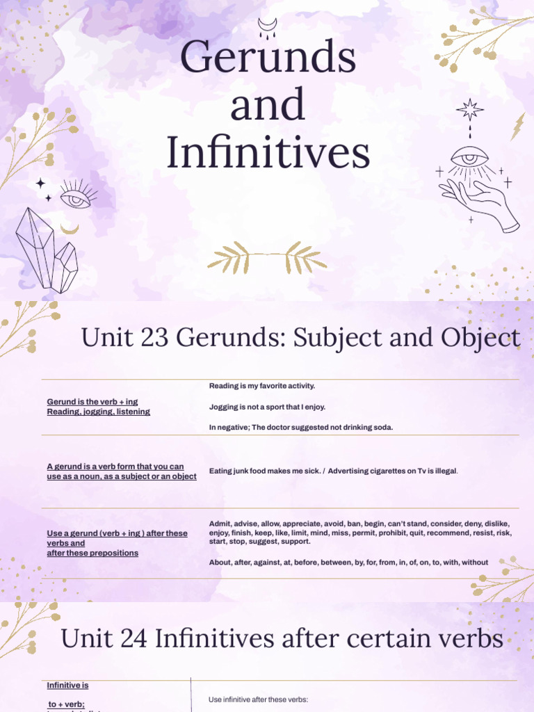 Understanding Gerunds and Infinitives | PDF | Verb | Semantic Units