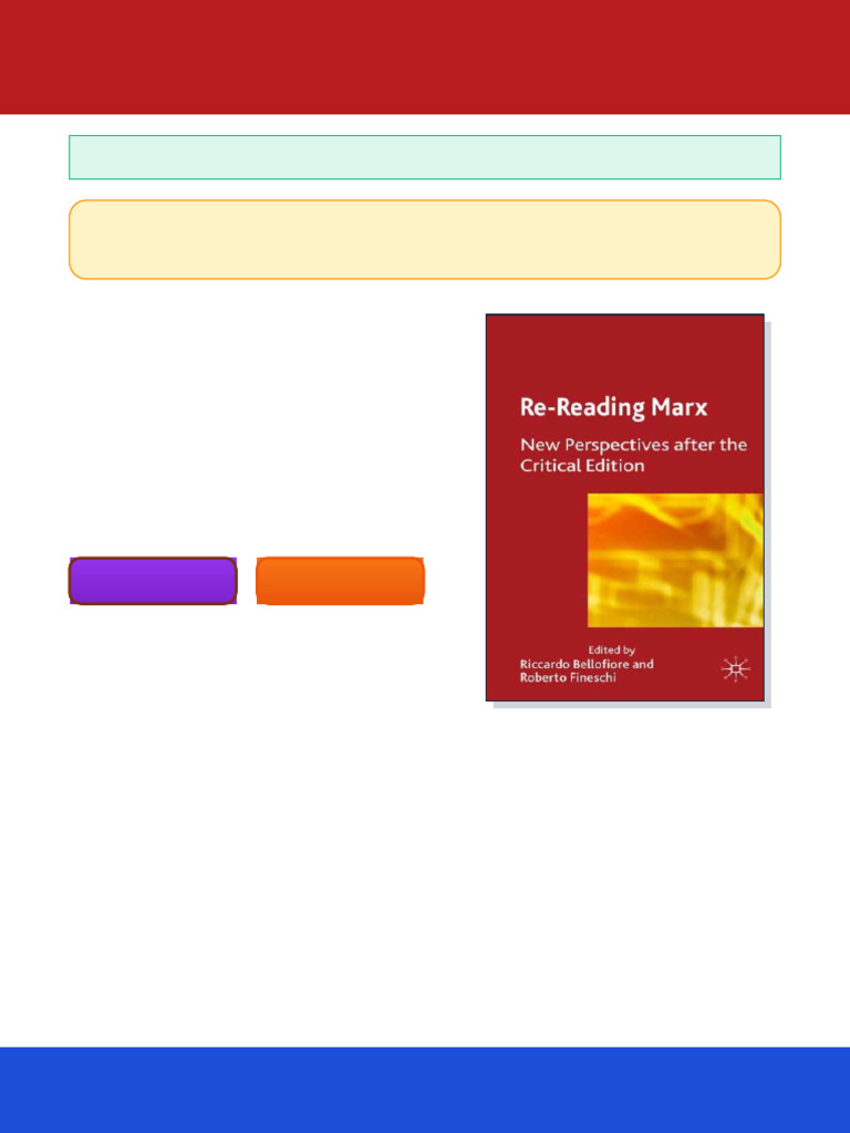 Re Reading Marx New Perspectives After The Critical Edition Riccardo ...