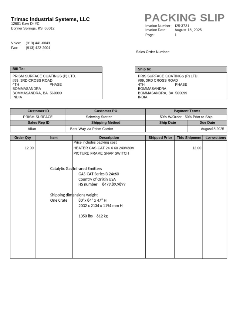 Packing Slip # I25-3731 Conv | PDF | Receipt