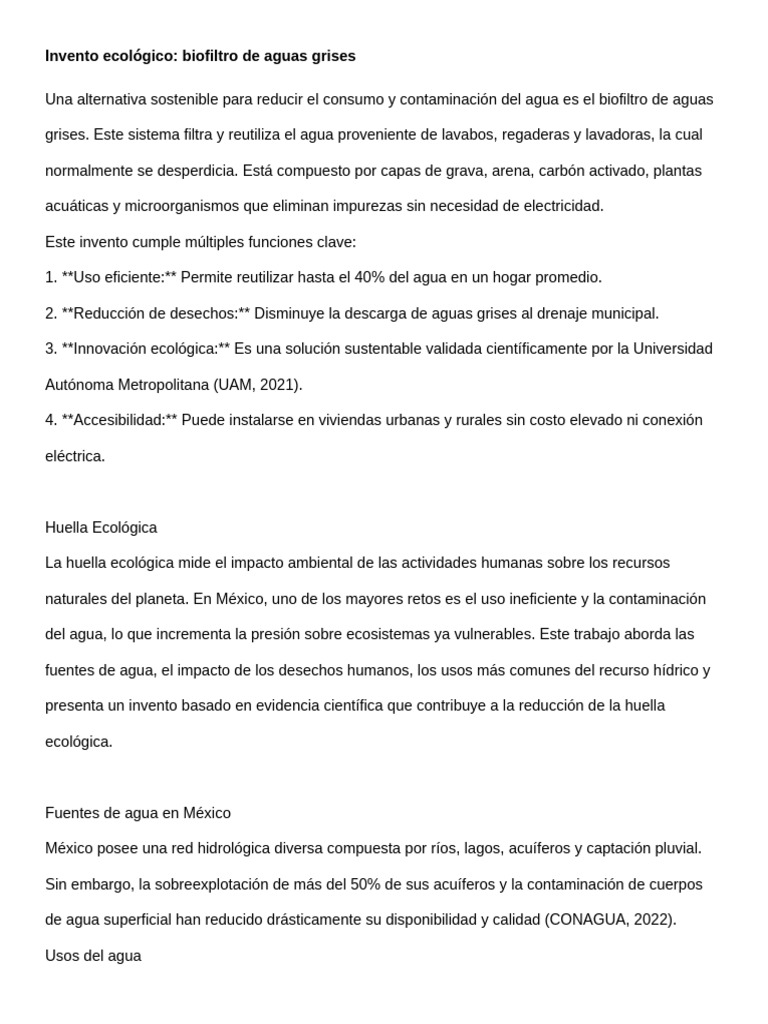 Huella Ecologica y Uso Del Agua APA Final | PDF | Agua | Residuos