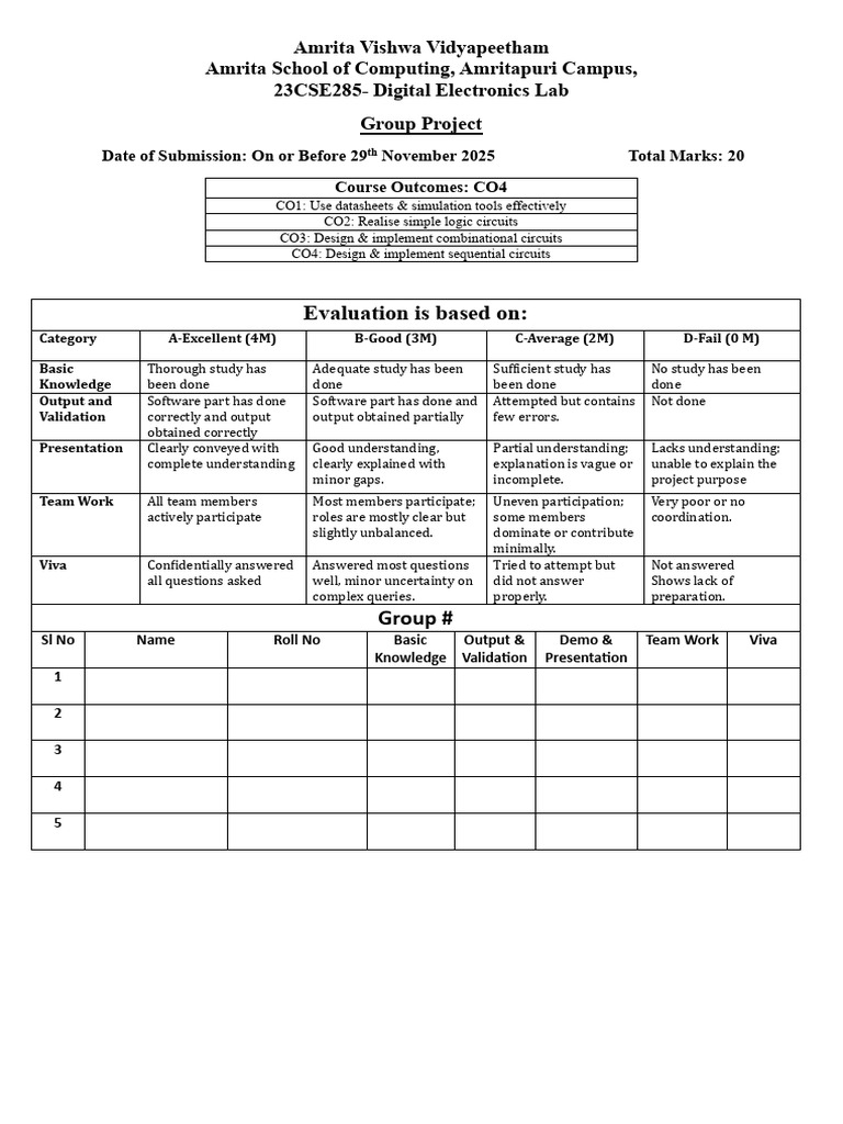 Digital Electronics Lab Project Guide | PDF | Digital Electronics ...