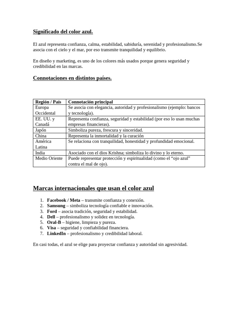 Significado Del Color Azul | PDF | Color | Pigmento