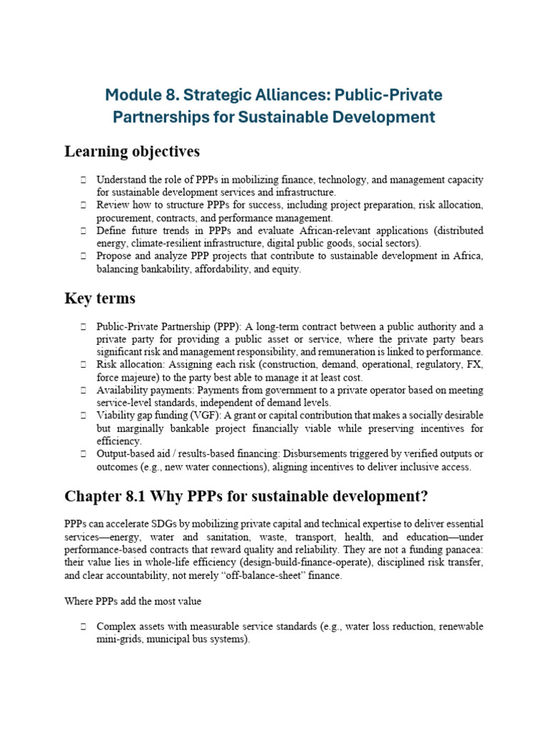 PPPs for Sustainable Development in Africa | PDF | Public–Private ...
