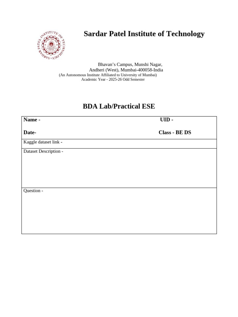 BDA Lab - Practical ESE Qs | PDF