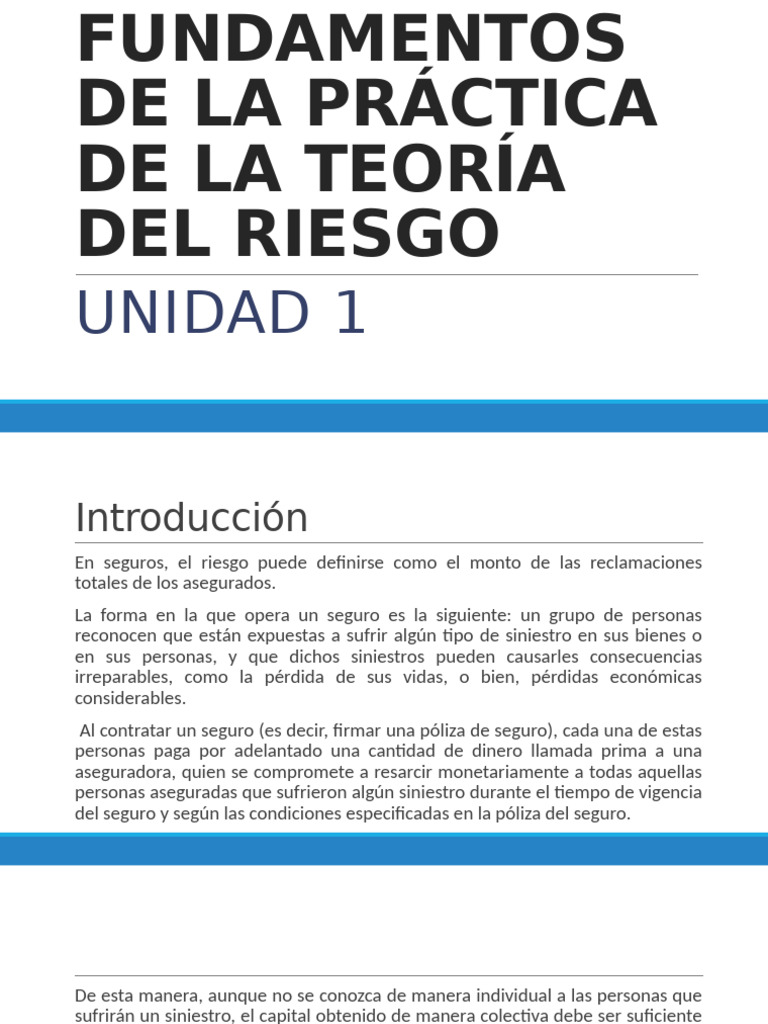 Fundamentos de la Teoría del Riesgo en Seguros | PDF | Seguro ...